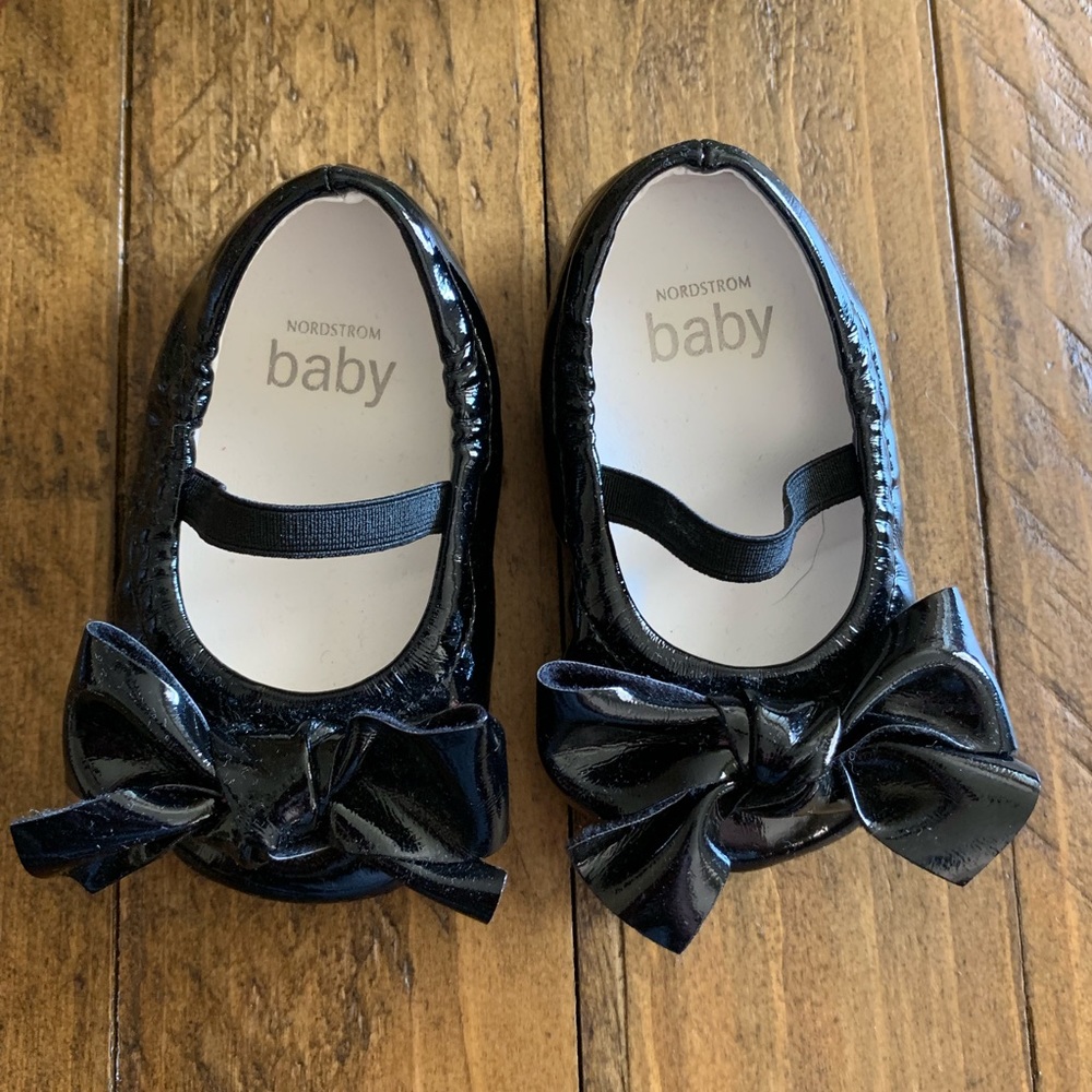 Black Mary Jane style baby shoes